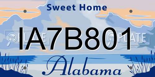 IA7B801 Alabama License Plate