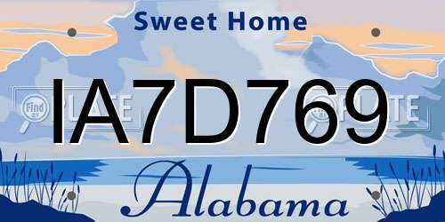 IA7D769 Alabama License Plate