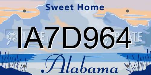 IA7D964 Alabama License Plate
