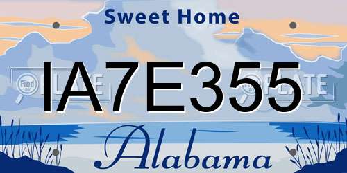 IA7E355 Alabama License Plate