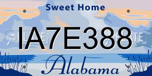 IA7E388 Alabama License Plate