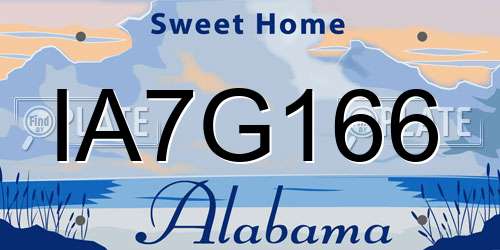 IA7G166 Alabama License Plate