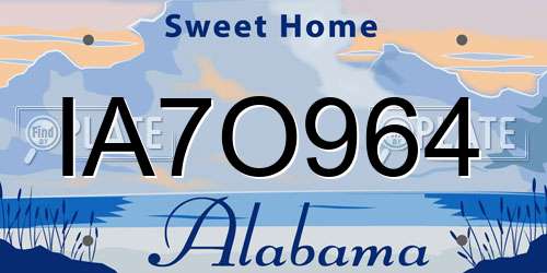 IA7O964 Alabama License Plate