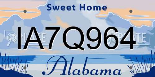 IA7Q964 Alabama License Plate