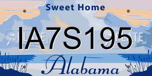 IA7S195 Alabama License Plate