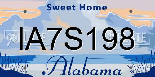 IA7S198 Alabama License Plate