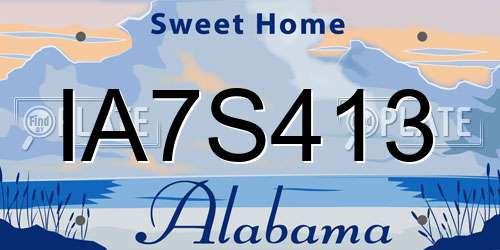 IA7S413 Alabama License Plate