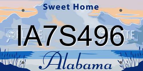IA7S496 Alabama License Plate