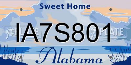 IA7S801 Alabama License Plate