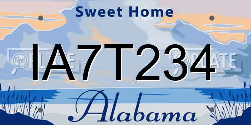 IA7T234 Alabama License Plate