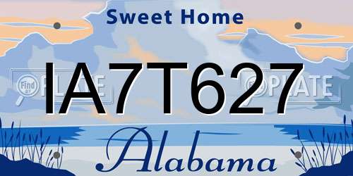 IA7T627 Alabama License Plate