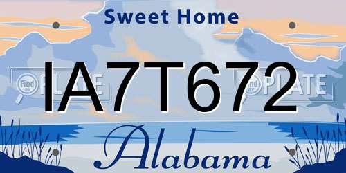 IA7T672 Alabama License Plate