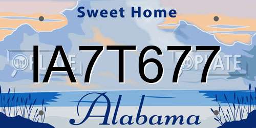 IA7T677 Alabama License Plate