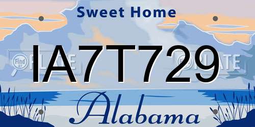 IA7T729 Alabama License Plate