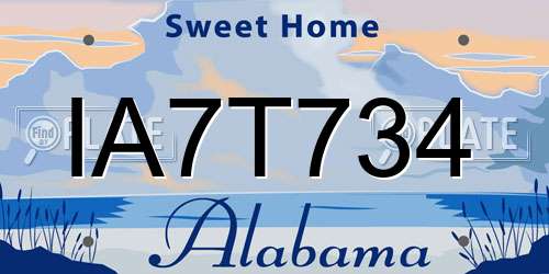 IA7T734 Alabama License Plate