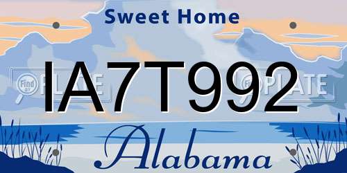 IA7T992 Alabama License Plate