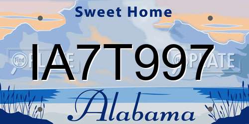 IA7T997 Alabama License Plate