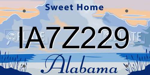 IA7Z229 Alabama License Plate