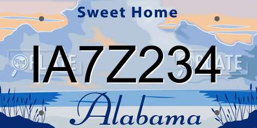 IA7Z234 Alabama License Plate