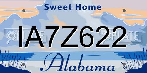 IA7Z622 Alabama License Plate