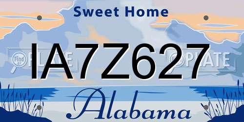 IA7Z627 Alabama License Plate