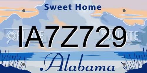 IA7Z729 Alabama License Plate