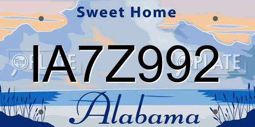 IA7Z992 Alabama License Plate