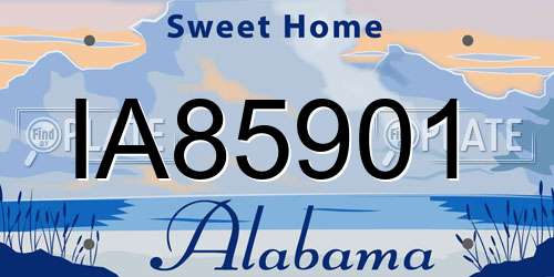 IA85901 Alabama License Plate
