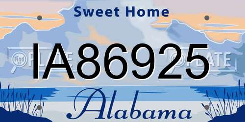 IA86925 Alabama License Plate