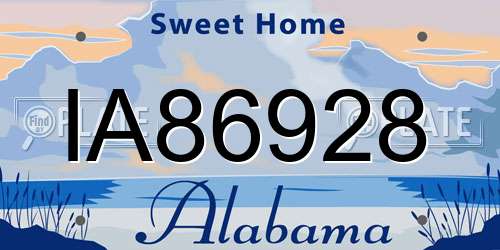 IA86928 Alabama License Plate