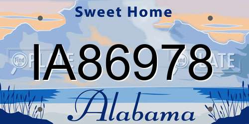 IA86978 Alabama License Plate