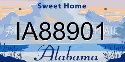 IA88901 Alabama License Plate