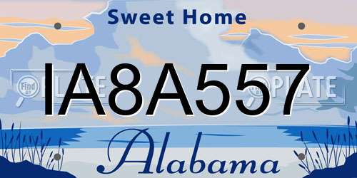 IA8A557 Alabama License Plate