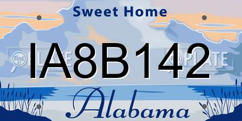 IA8B142 Alabama License Plate
