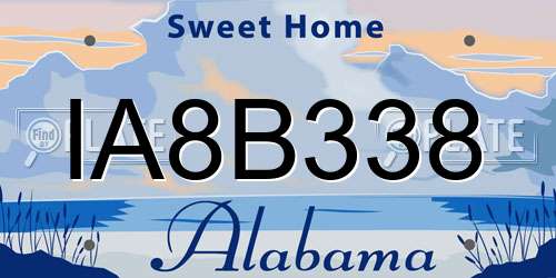 IA8B338 Alabama License Plate