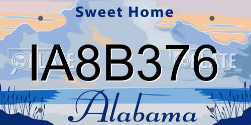 IA8B376 Alabama License Plate