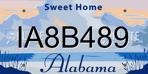 IA8B489 Alabama License Plate