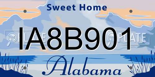 IA8B901 Alabama License Plate