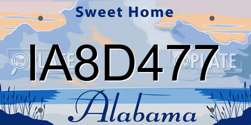 IA8D477 Alabama License Plate