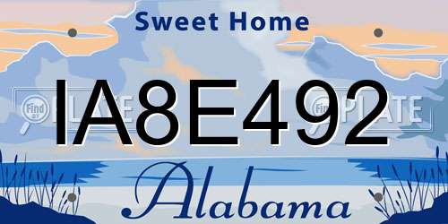 IA8E492 Alabama License Plate