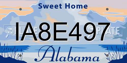 IA8E497 Alabama License Plate