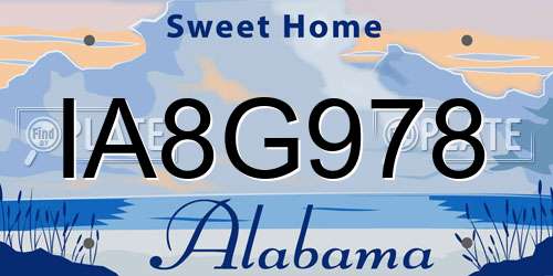 IA8G978 Alabama License Plate