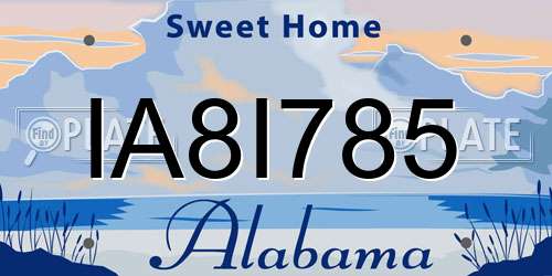 IA8I785 Alabama License Plate
