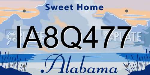 IA8Q477 Alabama License Plate