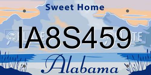 IA8S459 Alabama License Plate