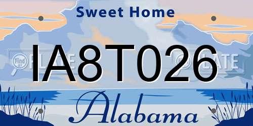 IA8T026 Alabama License Plate