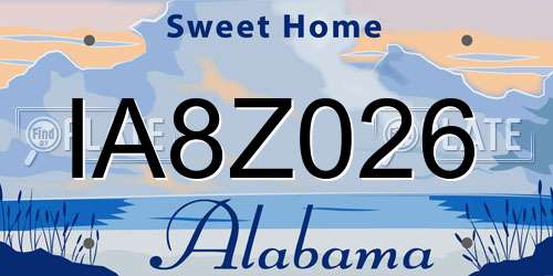 IA8Z026 Alabama License Plate