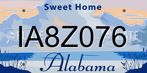 IA8Z076 Alabama License Plate