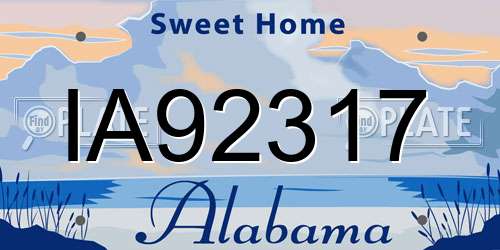 IA92317 Alabama License Plate