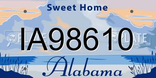 IA98610 Alabama License Plate